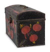 A Toleware Pomegranate or Cherry Paint Decorated Dome-Top Box