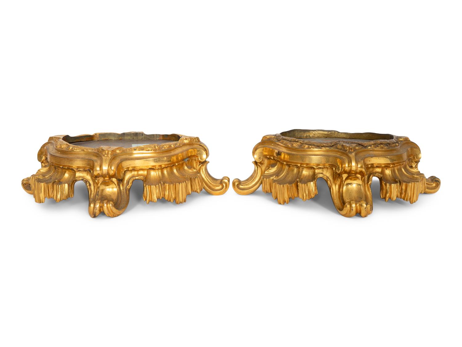 Seven Continental Gilt Bronze Stands