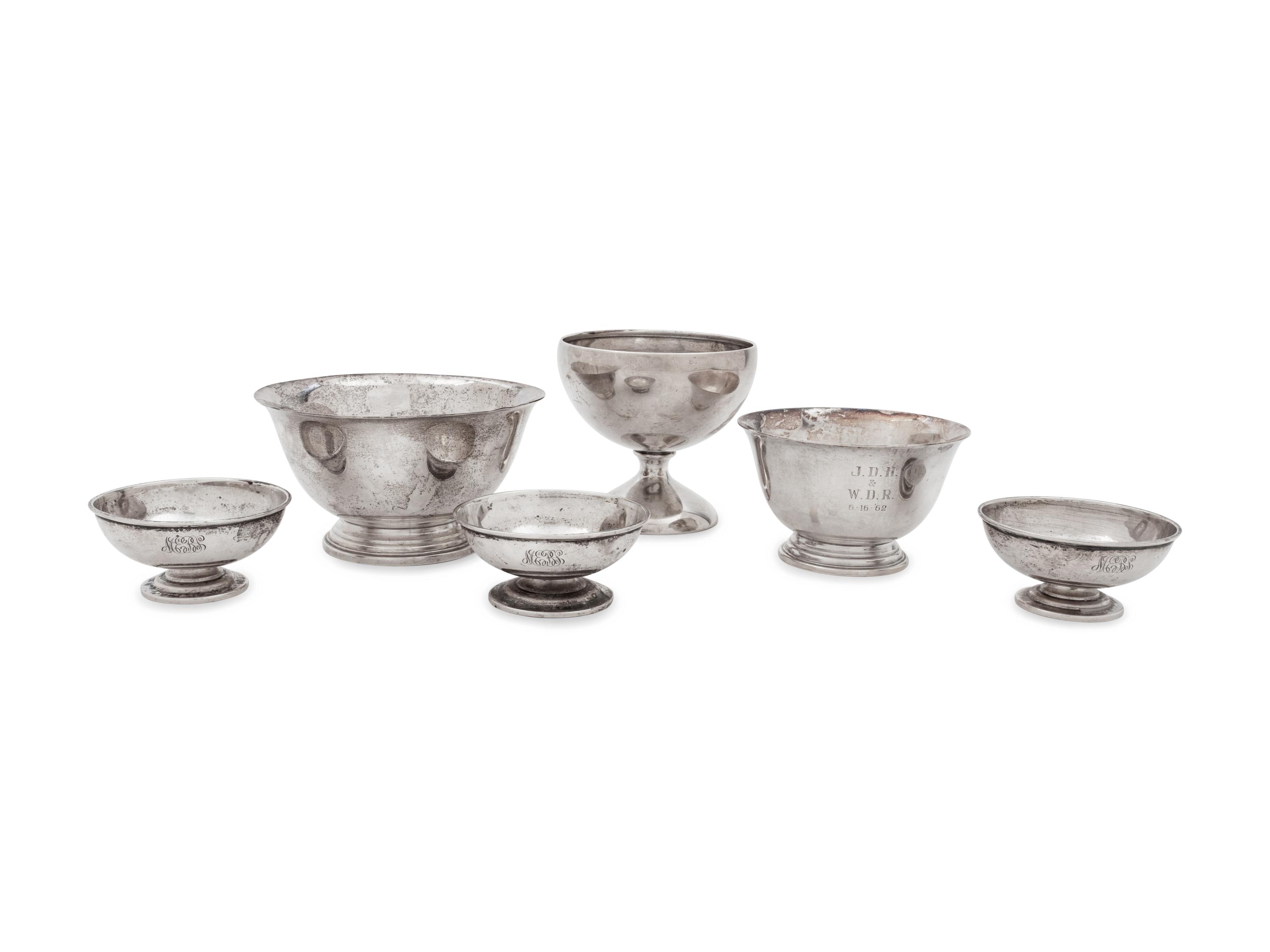 A Collection of Six Small American Silver Bowls