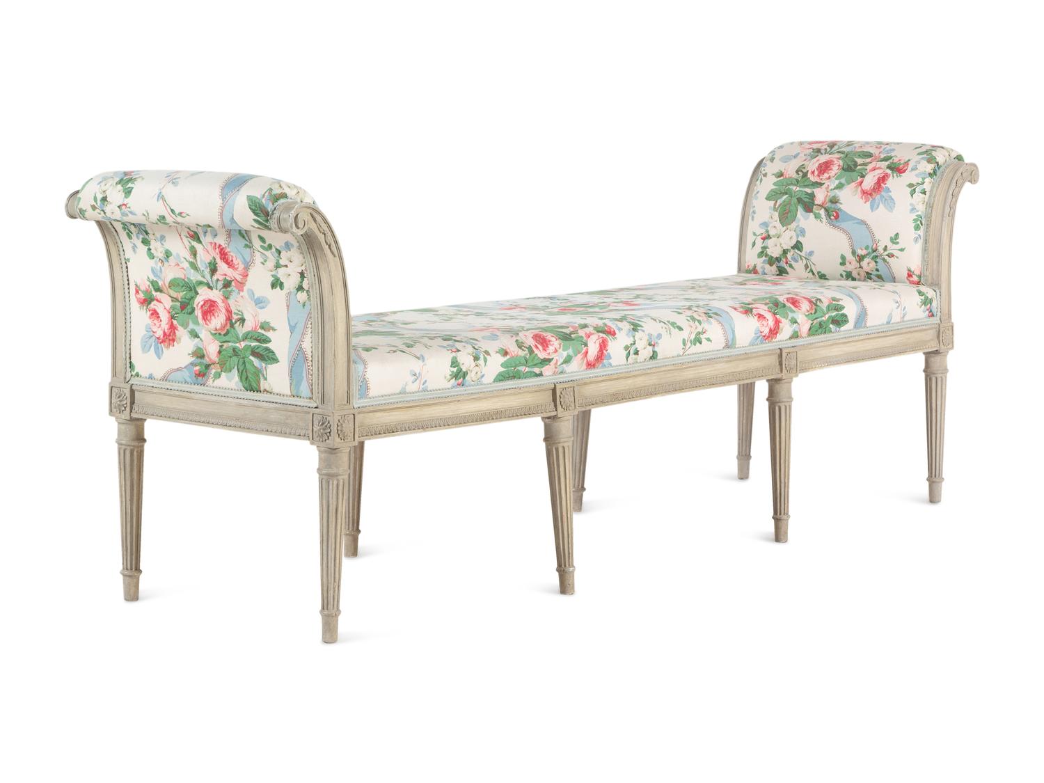 A Louis XVI Style Grey-Painted Window Seat