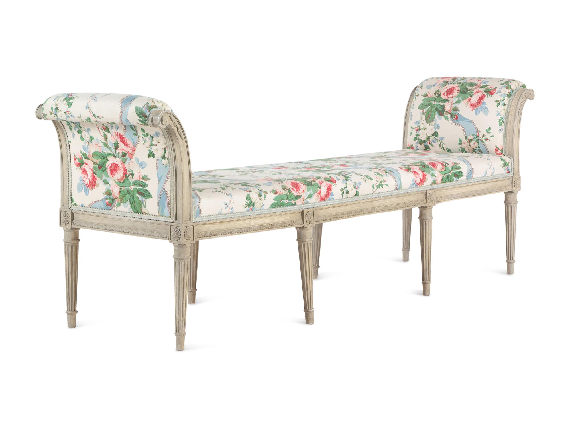 A Louis XVI Style Grey-Painted Window Seat