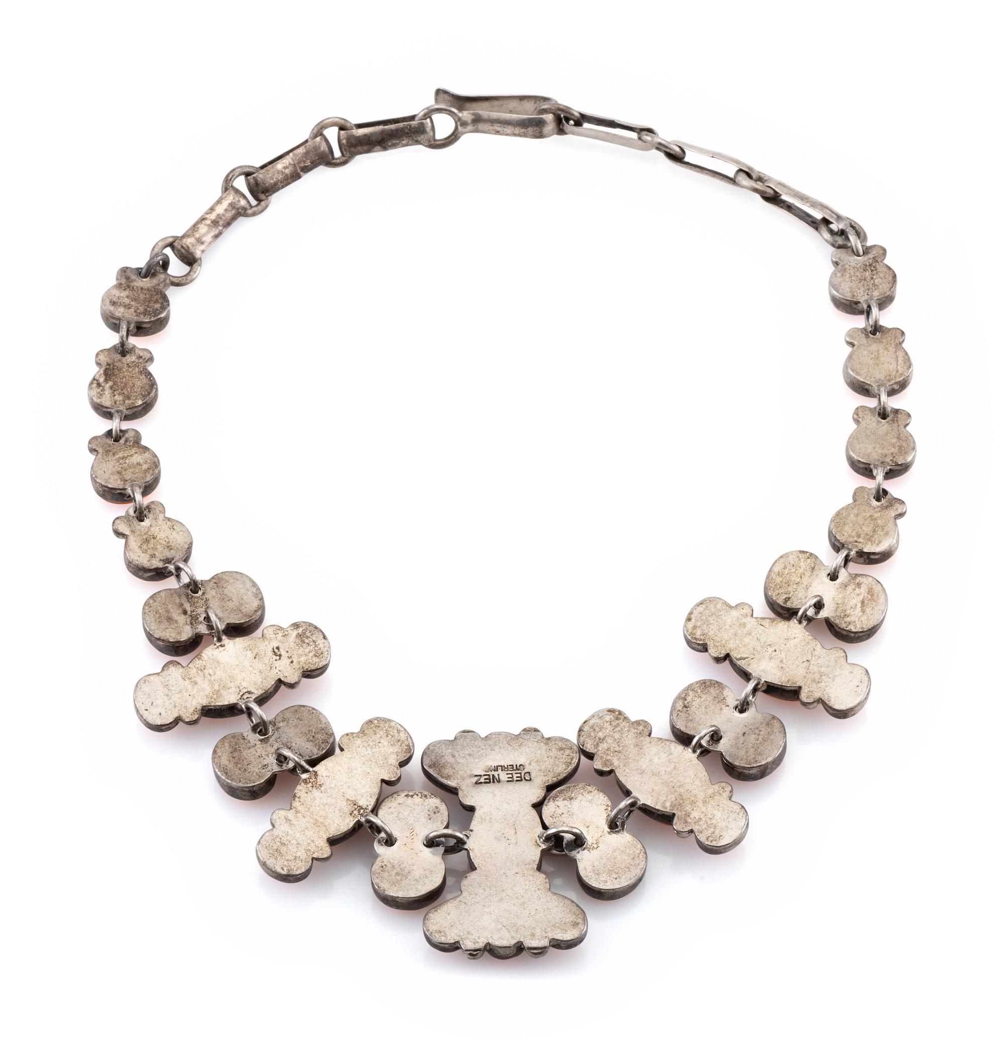 Sterling Silver and Spiny Oyster Cluster Choker