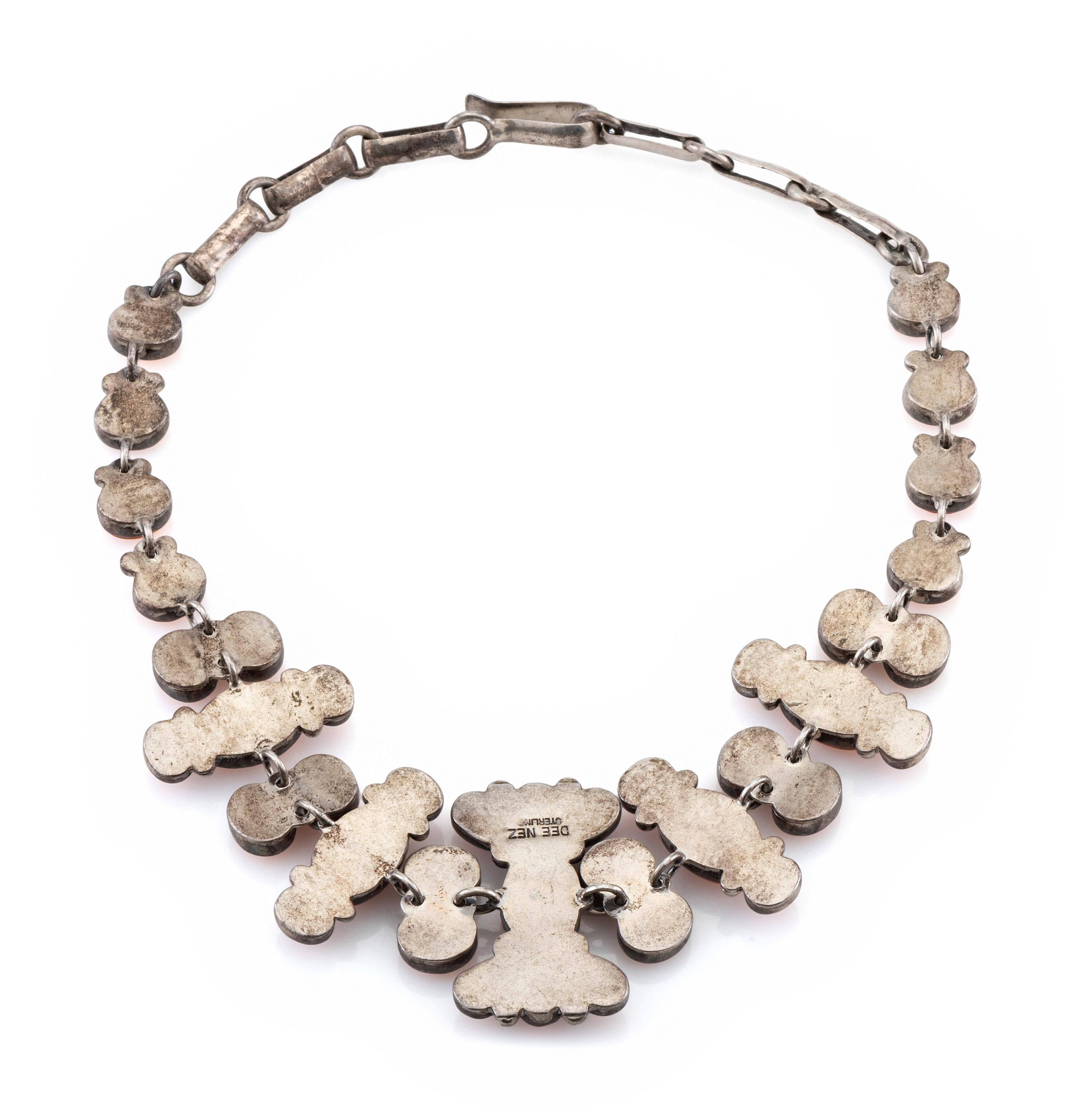 Sterling Silver and Spiny Oyster Cluster Choker