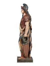 A Polychrome Painted Cast Zinc Goddess of Liberty Figure