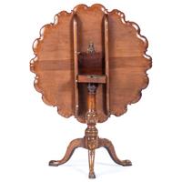 A George III Style Dragon-Fly Carved Mahogany Tilt-Top Tea Table