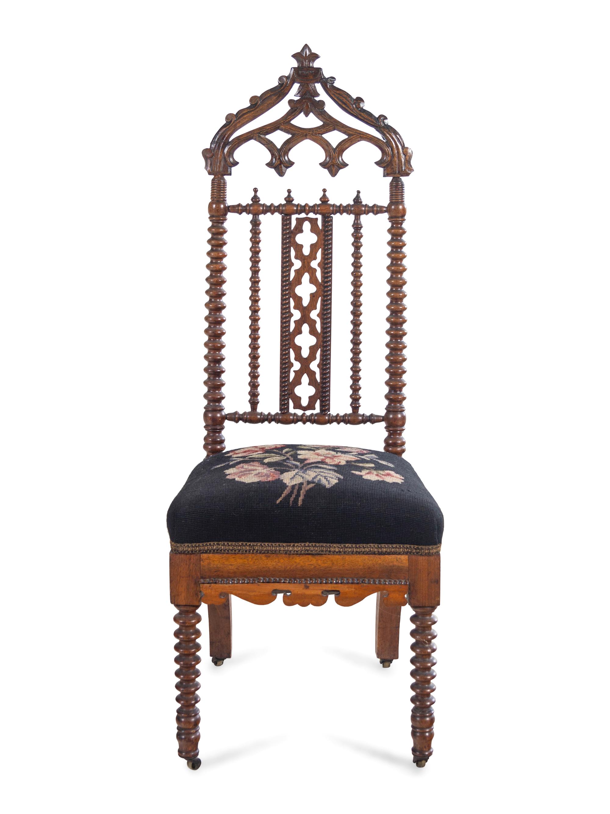 A Gothic Revival Oak Side Chair