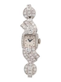 HAMILTON, PLATINUM AND DIAMOND WRISTWATCH