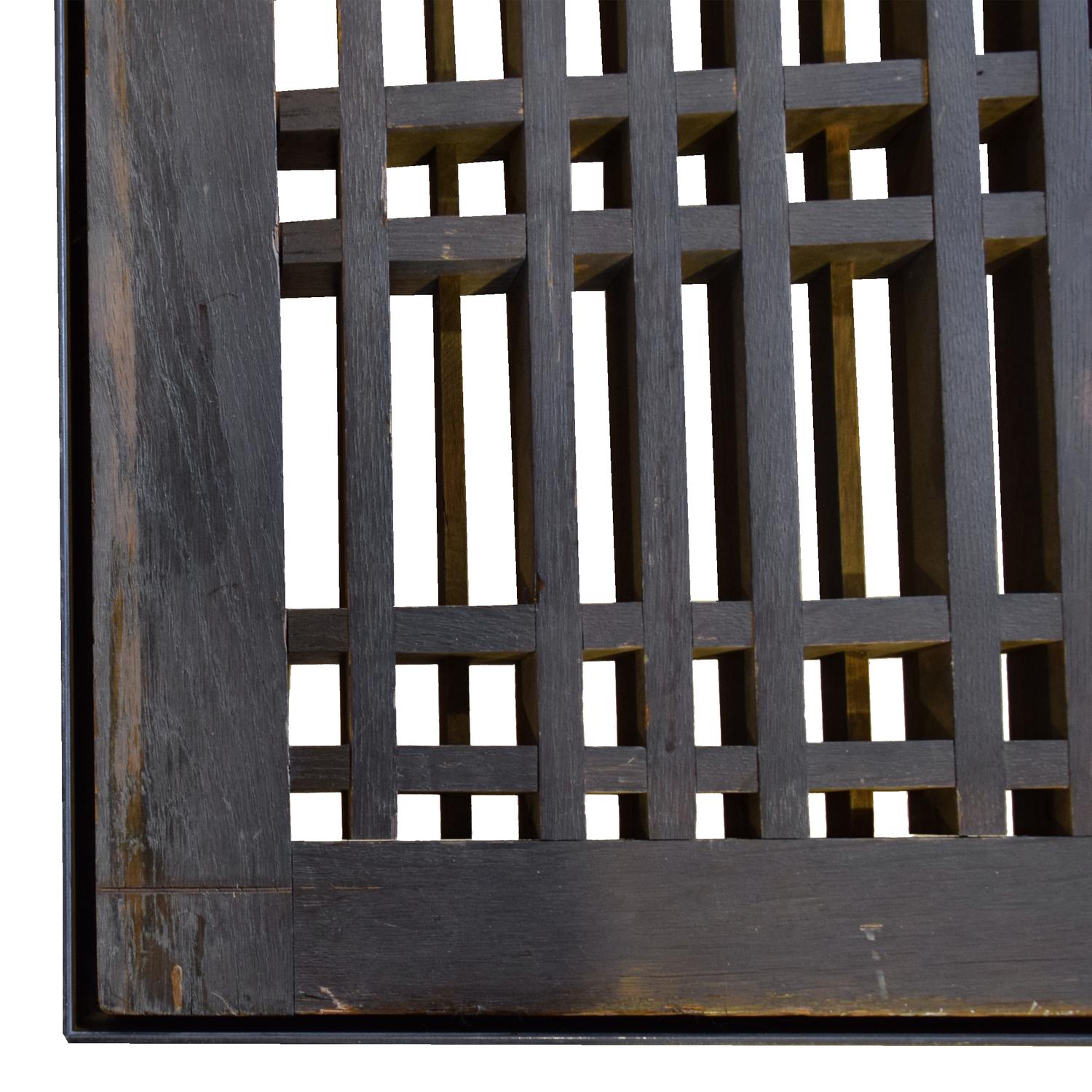 An Oak and Steel Coffee Table with Lattice Panel from the Oak Park Club, Oak Park, IL. 70" W x 38.5" D x 20.25" H — United States, 20th Century