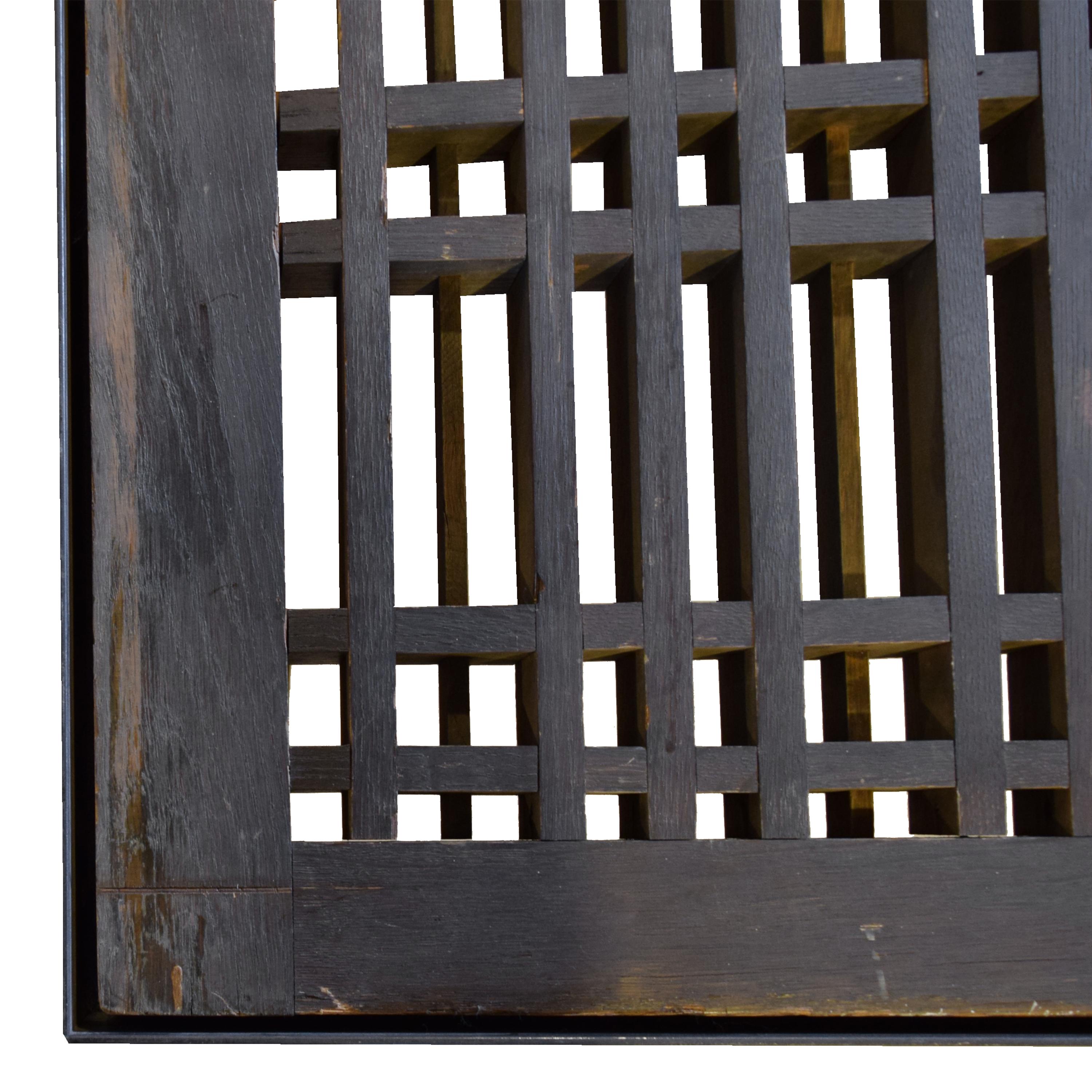 An Oak and Steel Coffee Table with Lattice Panel from the Oak Park Club, Oak Park, IL. 70" W x 38.5" D x 20.25" H — United States, 20th Century