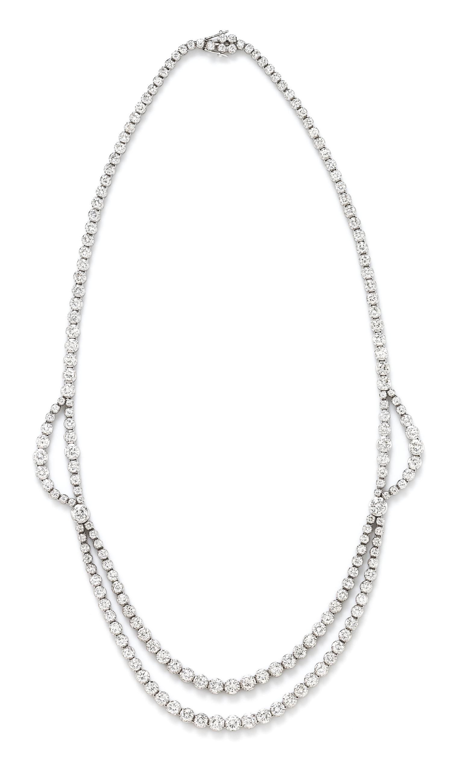 A White Gold and Diamond Swag Necklace, 36.15 dwts.