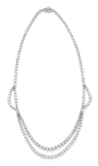 A White Gold and Diamond Swag Necklace, 36.15 dwts.