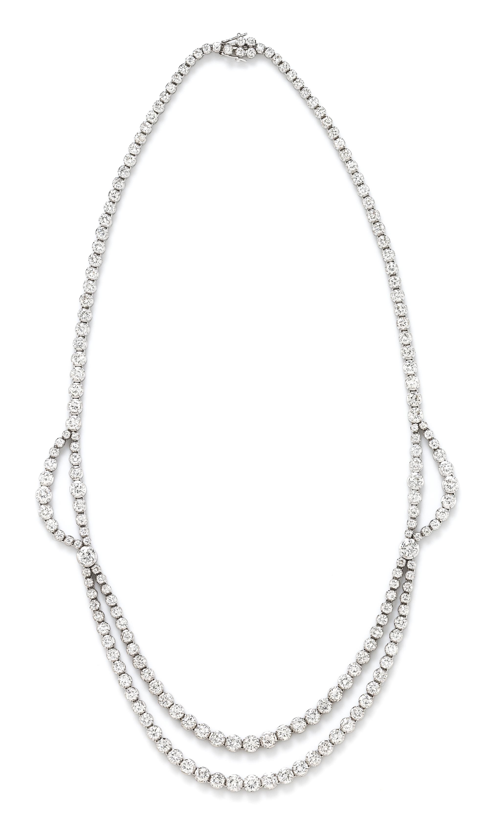 A White Gold and Diamond Swag Necklace, 36.15 dwts.