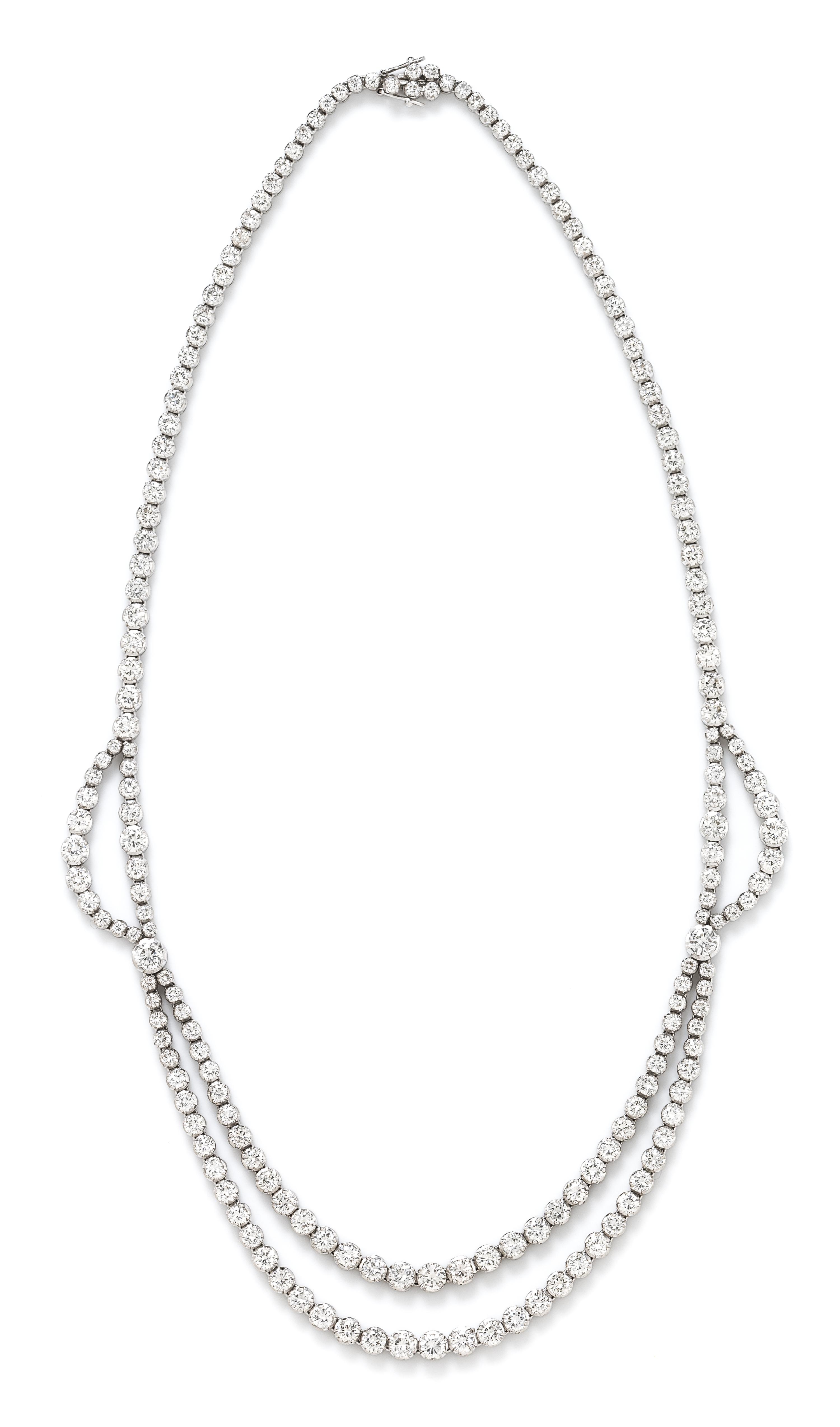 A White Gold and Diamond Swag Necklace, 36.15 dwts.