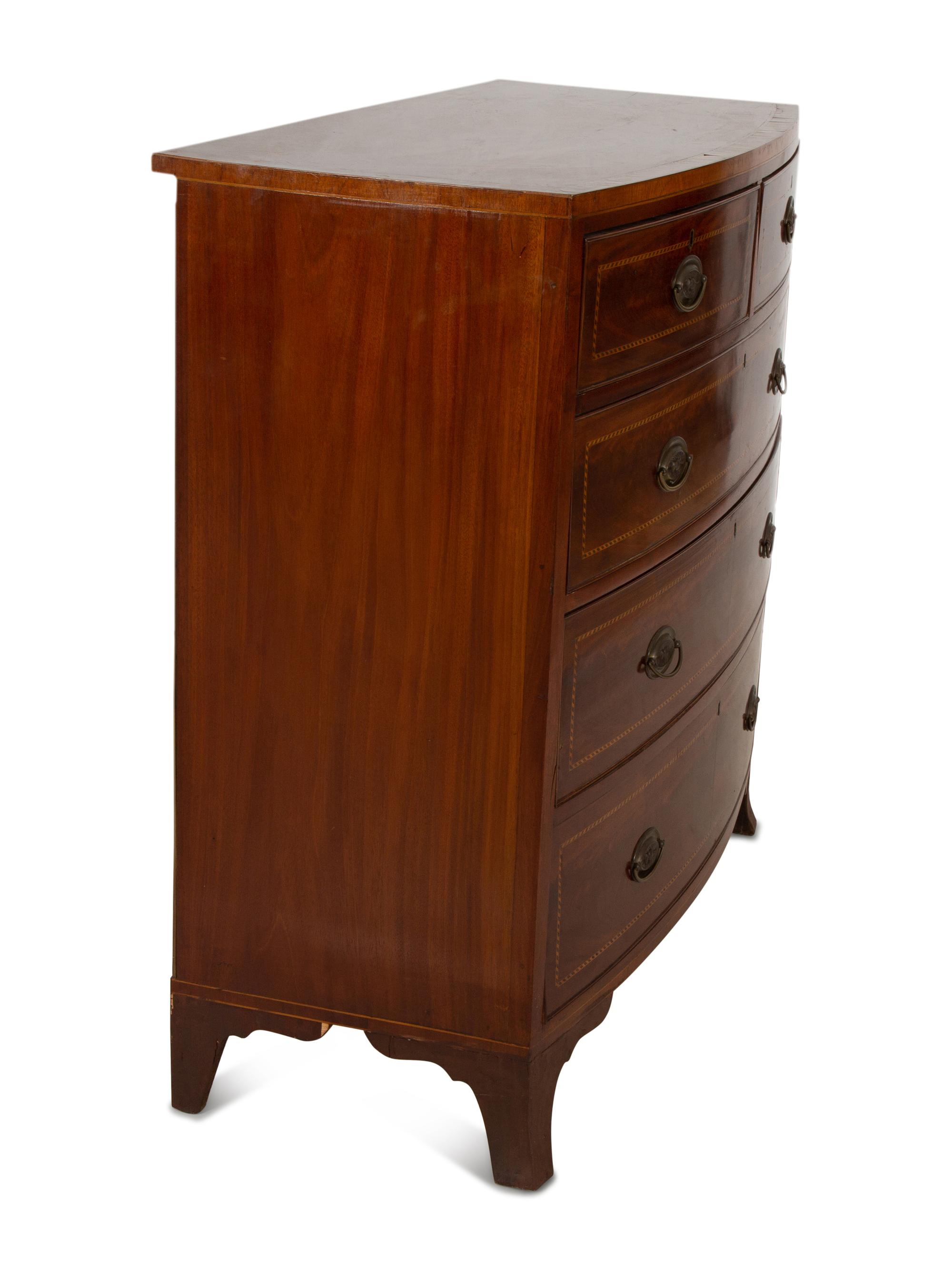 A George III Inlaid Mahogany Bowfront Chest of Drawers