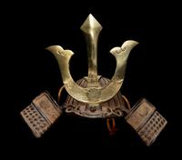 A Miniature Kabuto (Helmet) and An Iron Hachiwari (Helmet Breaker)