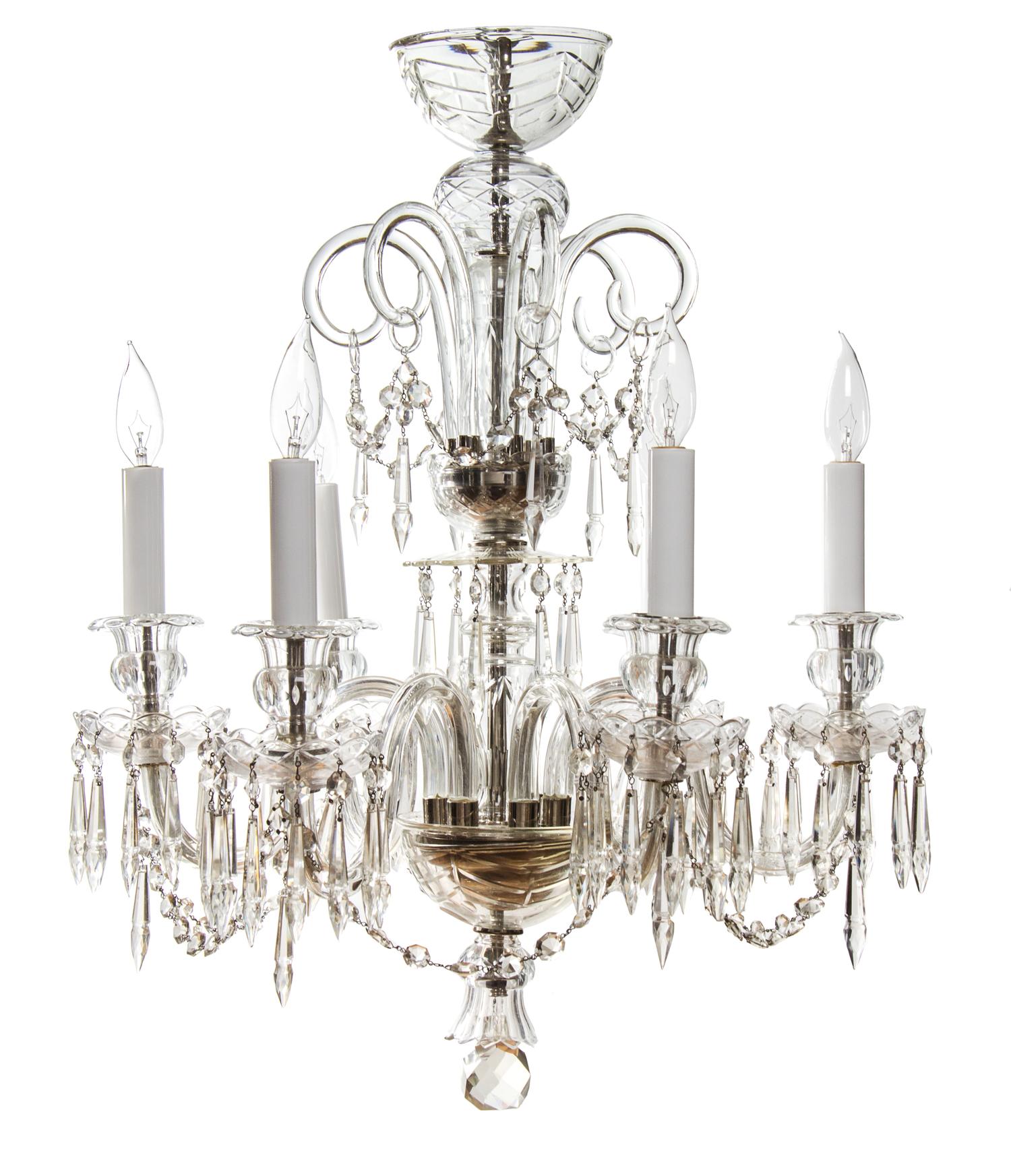 An American Cut Glass Six-Light Chandelier Height 27 x diameter 22 inches. — EDWARD F. CALDWELL & CO., NEW YORK, EARLY 20TH CENTURY