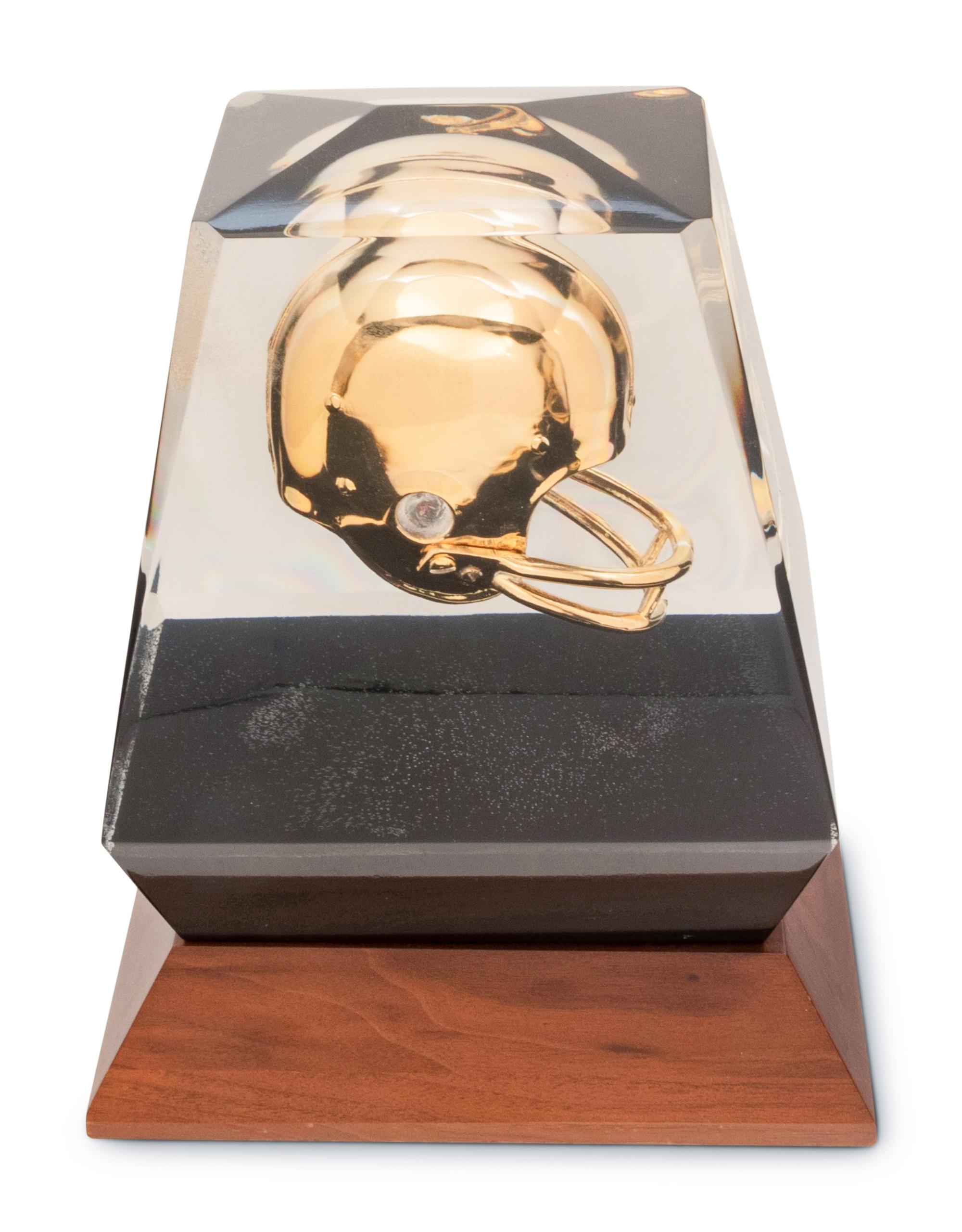 A 1985 Gold Helmet National Awards NFL Coach of the Year Award Trophy Presented to Mike Ditka Formerly Displayed at Mike Ditka's Restaurant