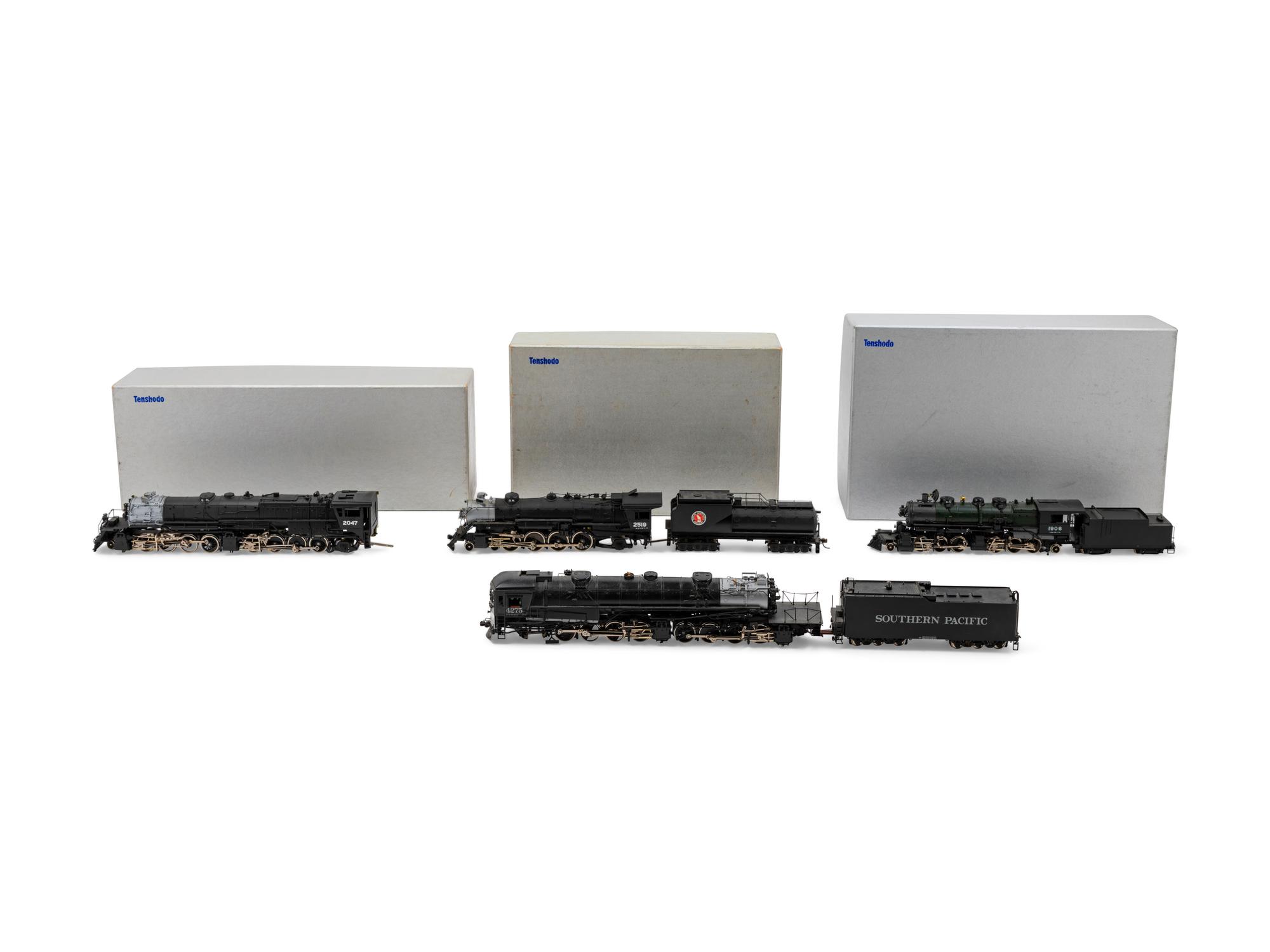 A Group of Three Factory Boxed Tenshodo Polychrome HO-Gauge Great Northern Locomotives