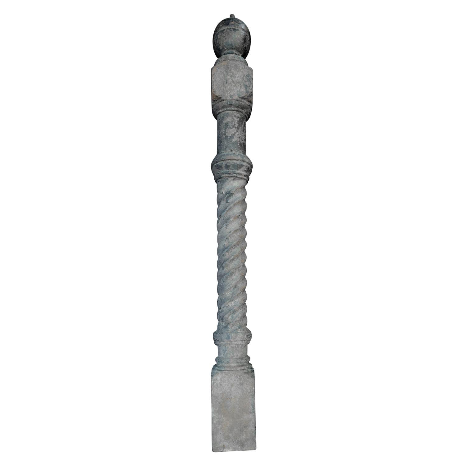A Set of 4 American Cast Iron Posts 5.5" W x 5.5" D x 44" H, 5.5" W x 5.5" D x 45" H, 4" W x 4" D x 43" H, 5" W x 5" D x 44" H — United States, 20th Century