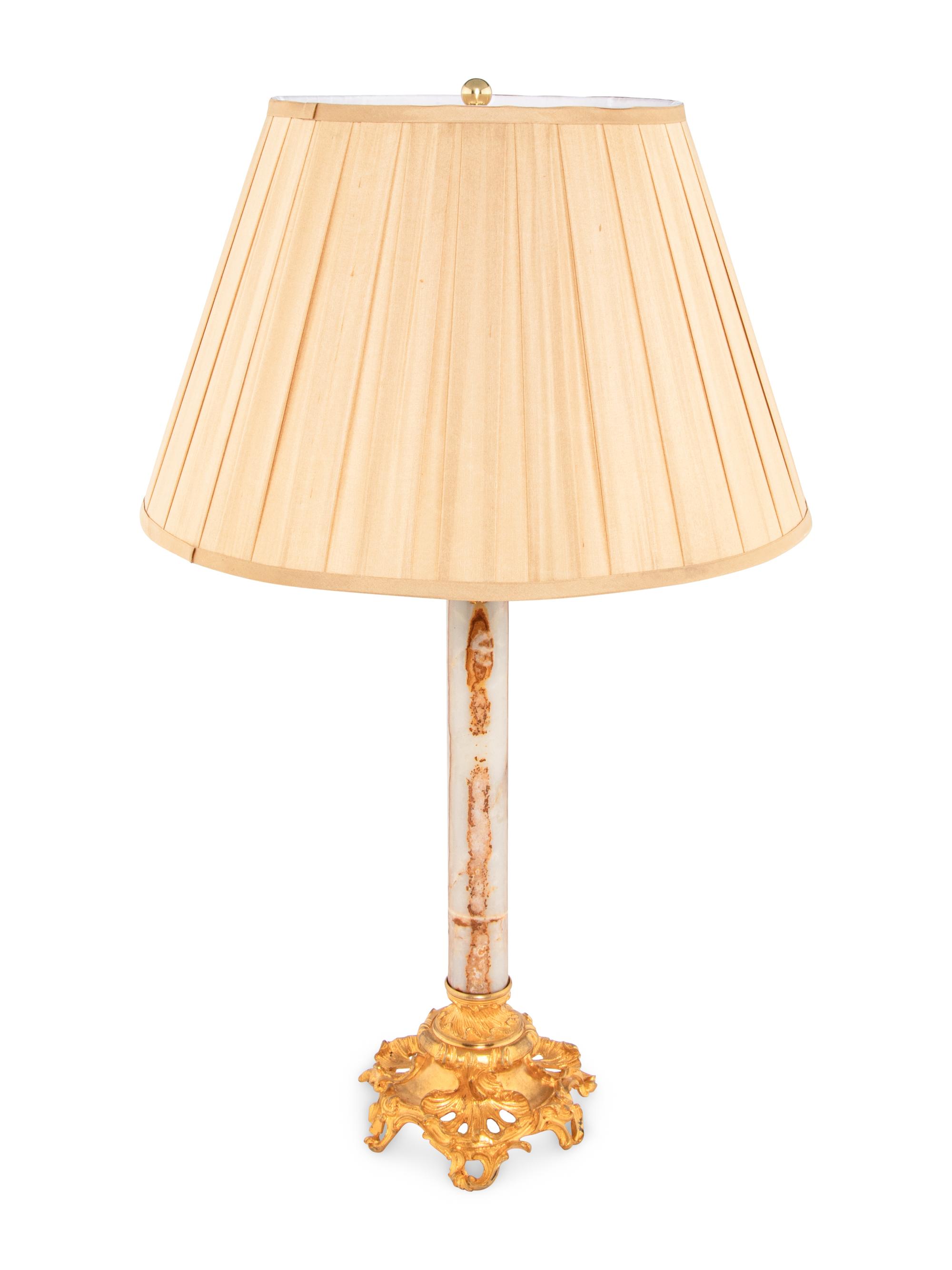 A Gilt Bronze Mounted Onyx Table Lamp