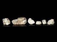Six Chinese Celadon Jade Carvings of Peaches