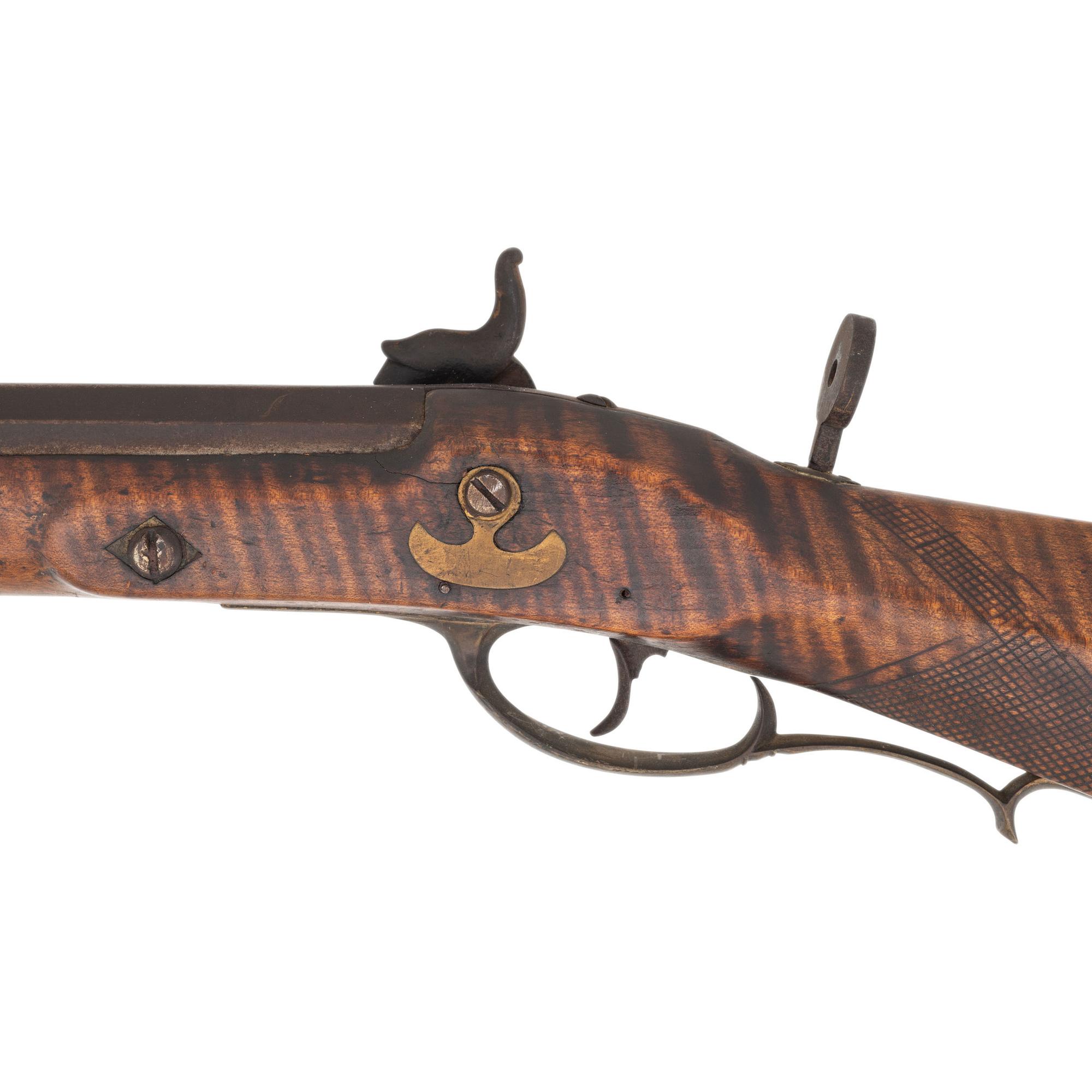 Full Stock Kentucky Long Rifle with Peep Sight by H. McClallen of New York