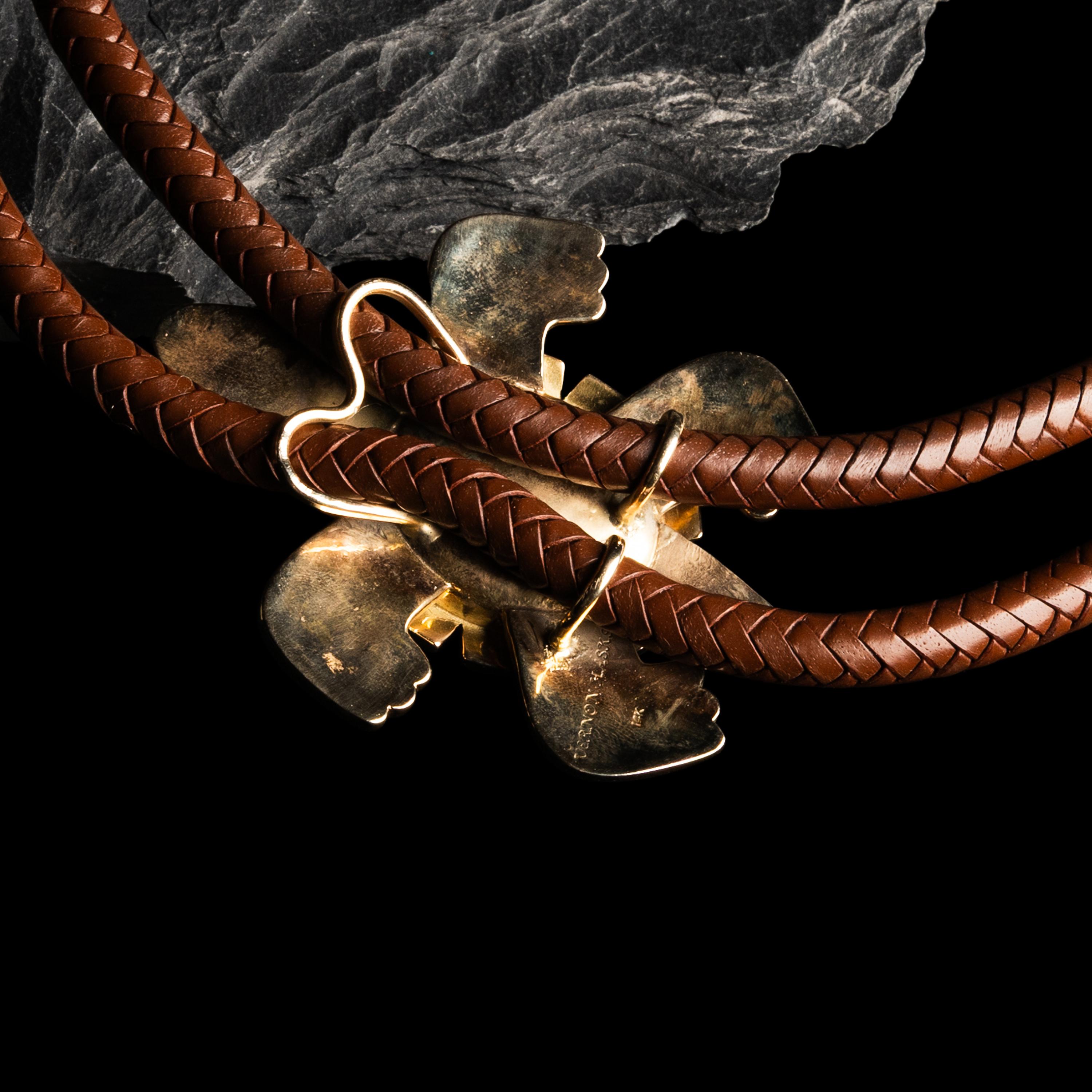 Vernon Haskie (Dine, b. 1968) — 14k Gold and Mediterranean Coral Turtle Bolo Tie