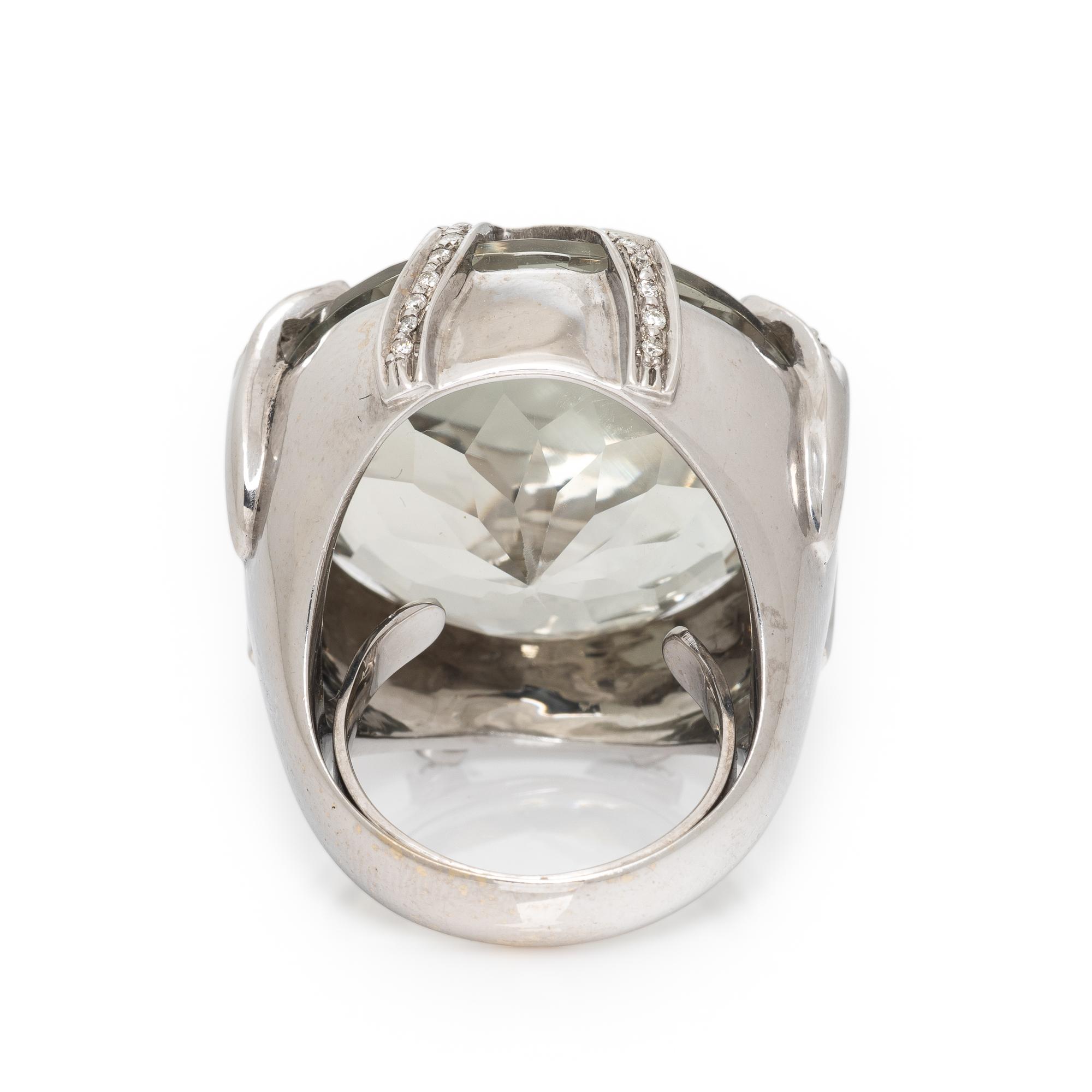 Sazingg, Prasiolite Quartz and Diamond Ring