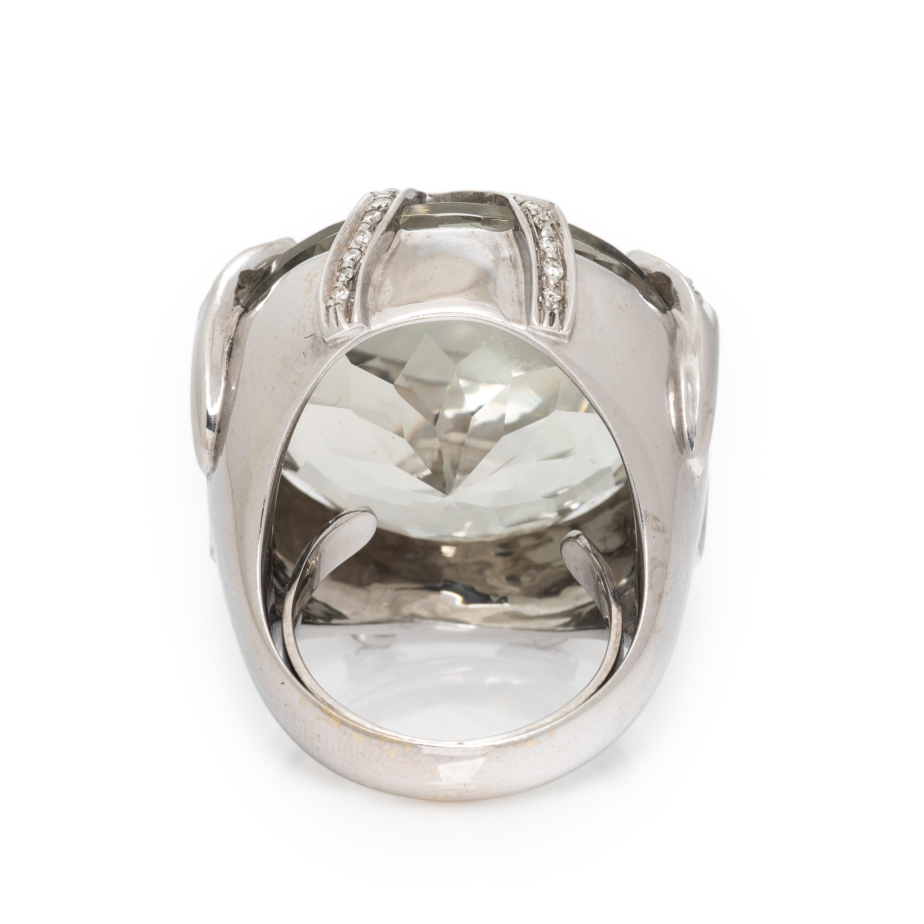Sazingg, Prasiolite Quartz and Diamond Ring