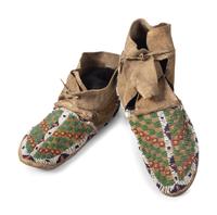 Sioux Beaded Buffalo Hide Hightop Moccasins