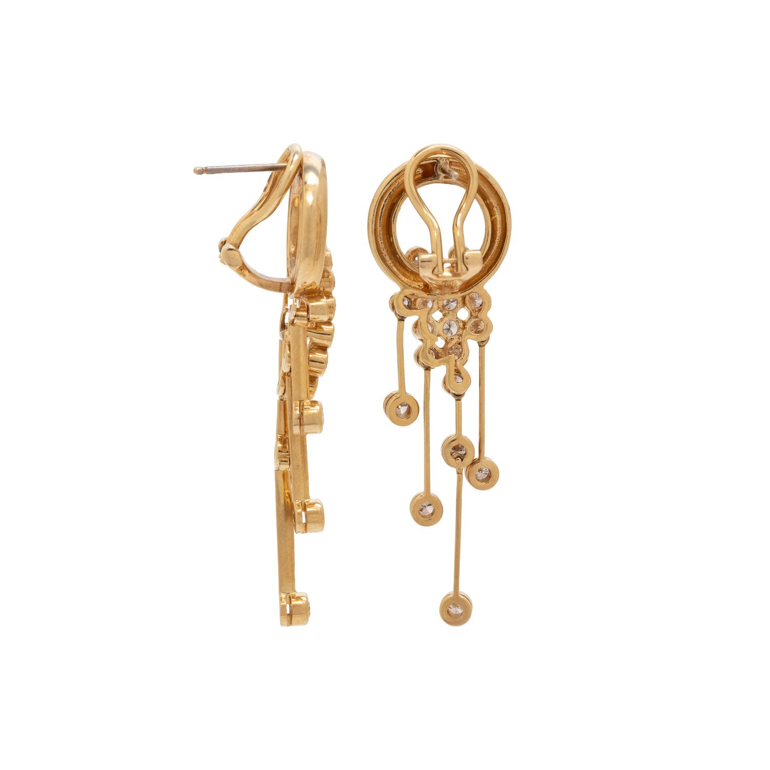 YELLOW GOLD AND DIAMOND EARCLIPS