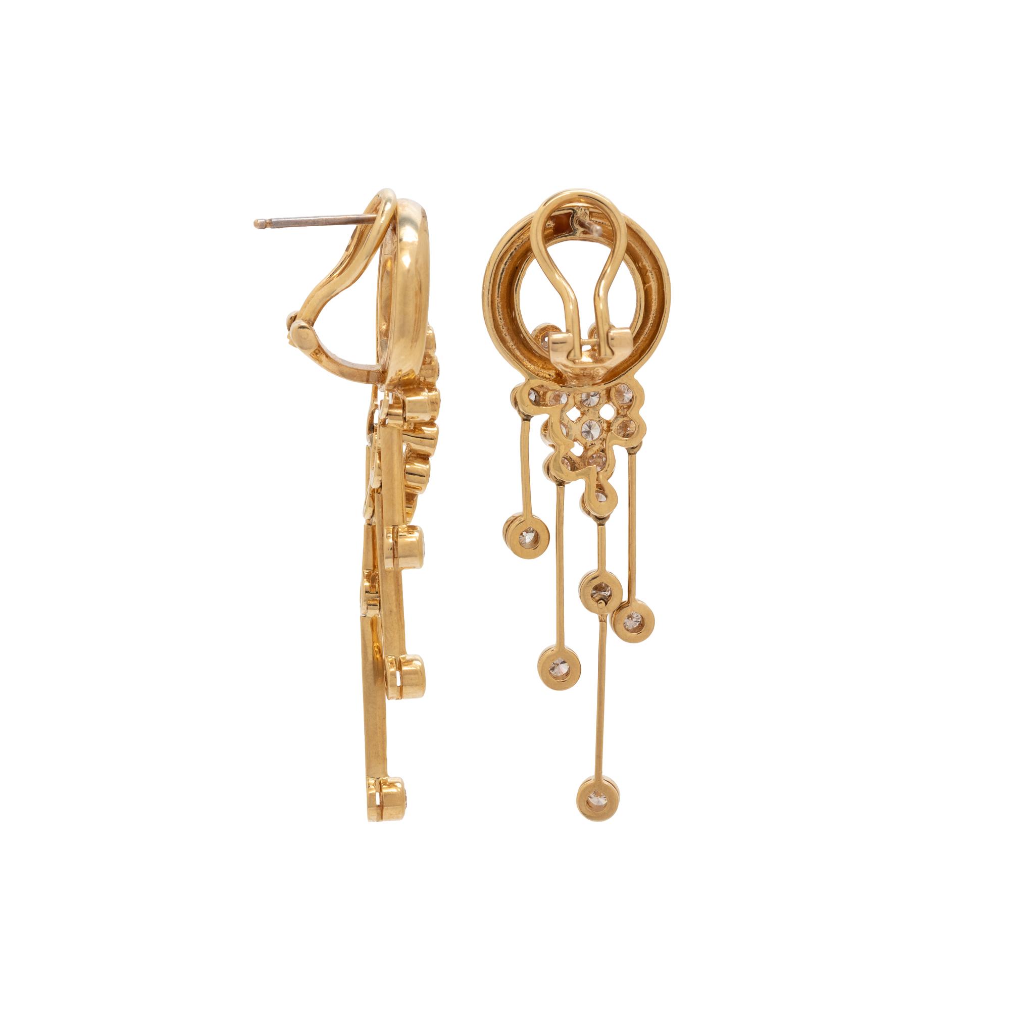 YELLOW GOLD AND DIAMOND EARCLIPS