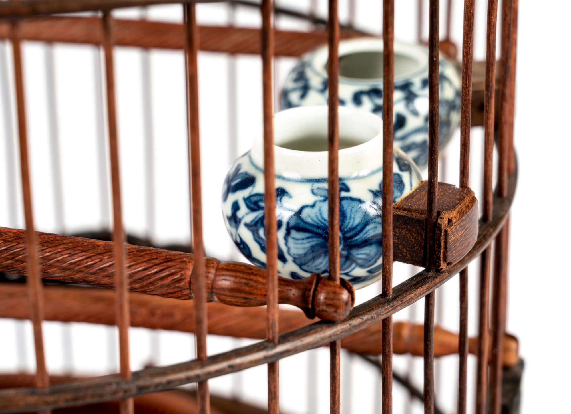 A Burlwood Inset Hardwood Birdcage
