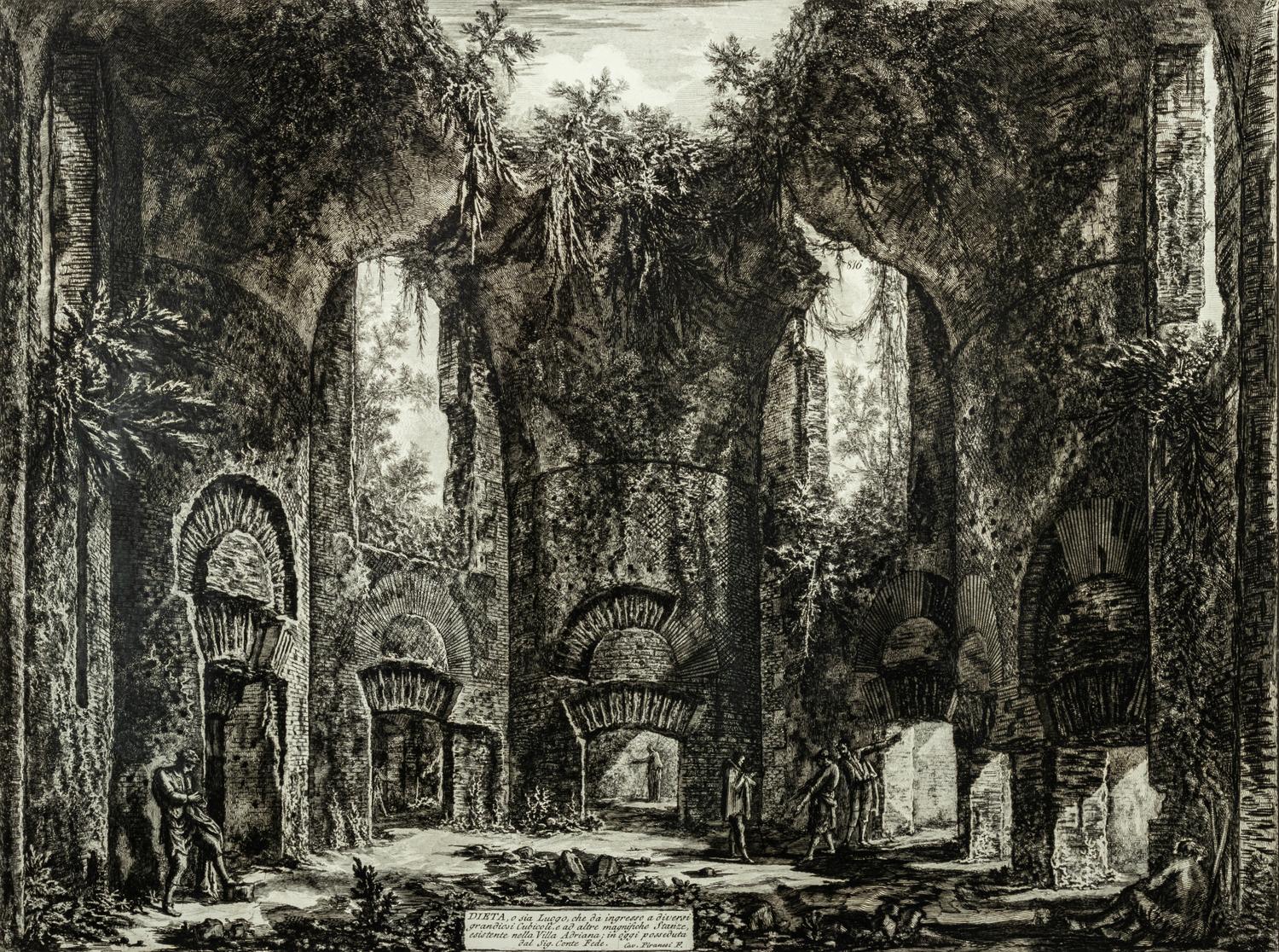 Two Plates from Le Vedute di Roma ( Spaccato interno della Basilica di S. Paolo fuori delle Mura and Dieta...Villa Adriana )