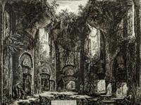 Two Plates from Le Vedute di Roma ( Spaccato interno della Basilica di S. Paolo fuori delle Mura and Dieta...Villa Adriana )