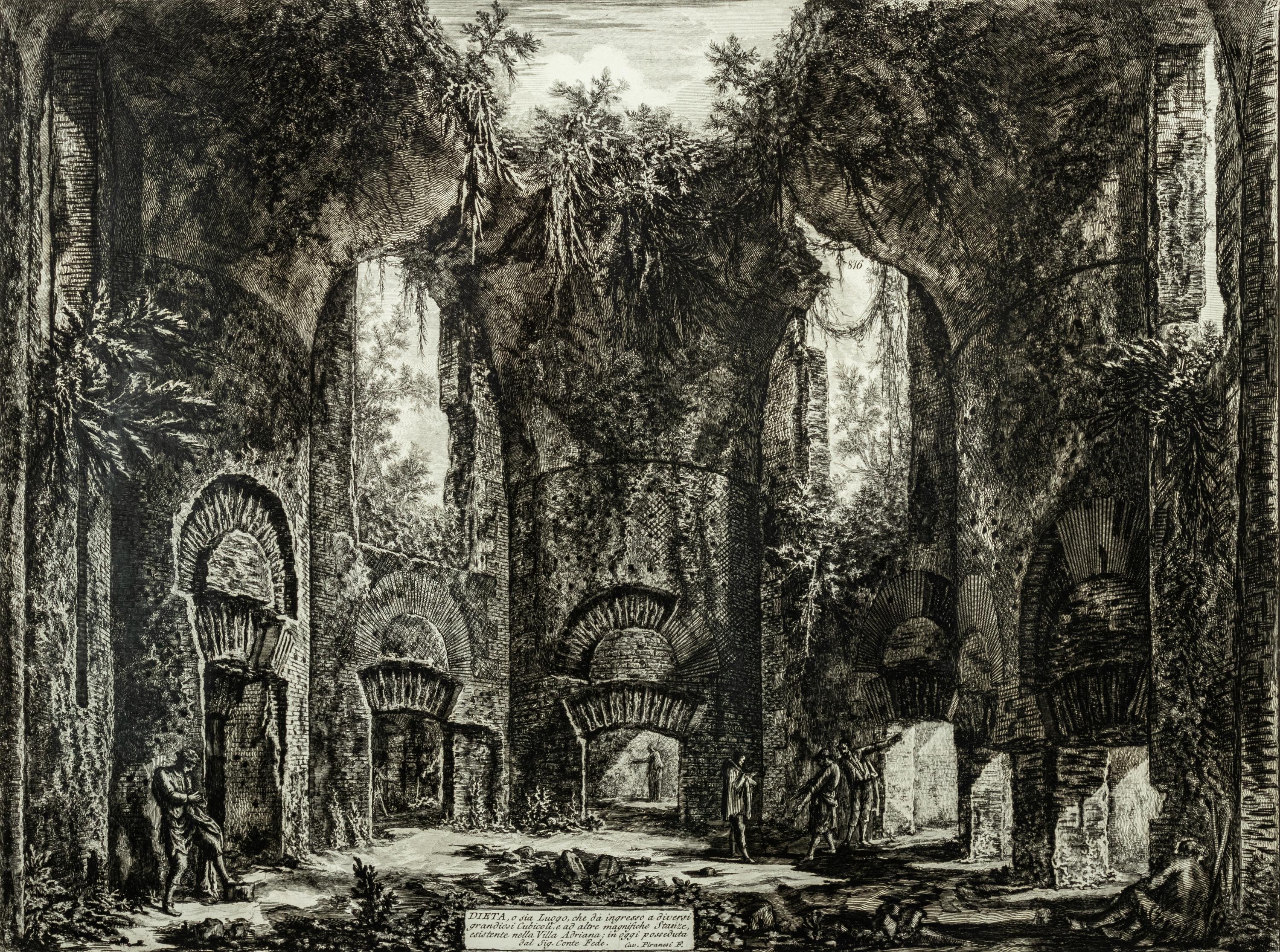 Two Plates from Le Vedute di Roma ( Spaccato interno della Basilica di S. Paolo fuori delle Mura and Dieta...Villa Adriana )