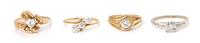 A Collection of Gold and Diamond Rings, 7.20 dwts.