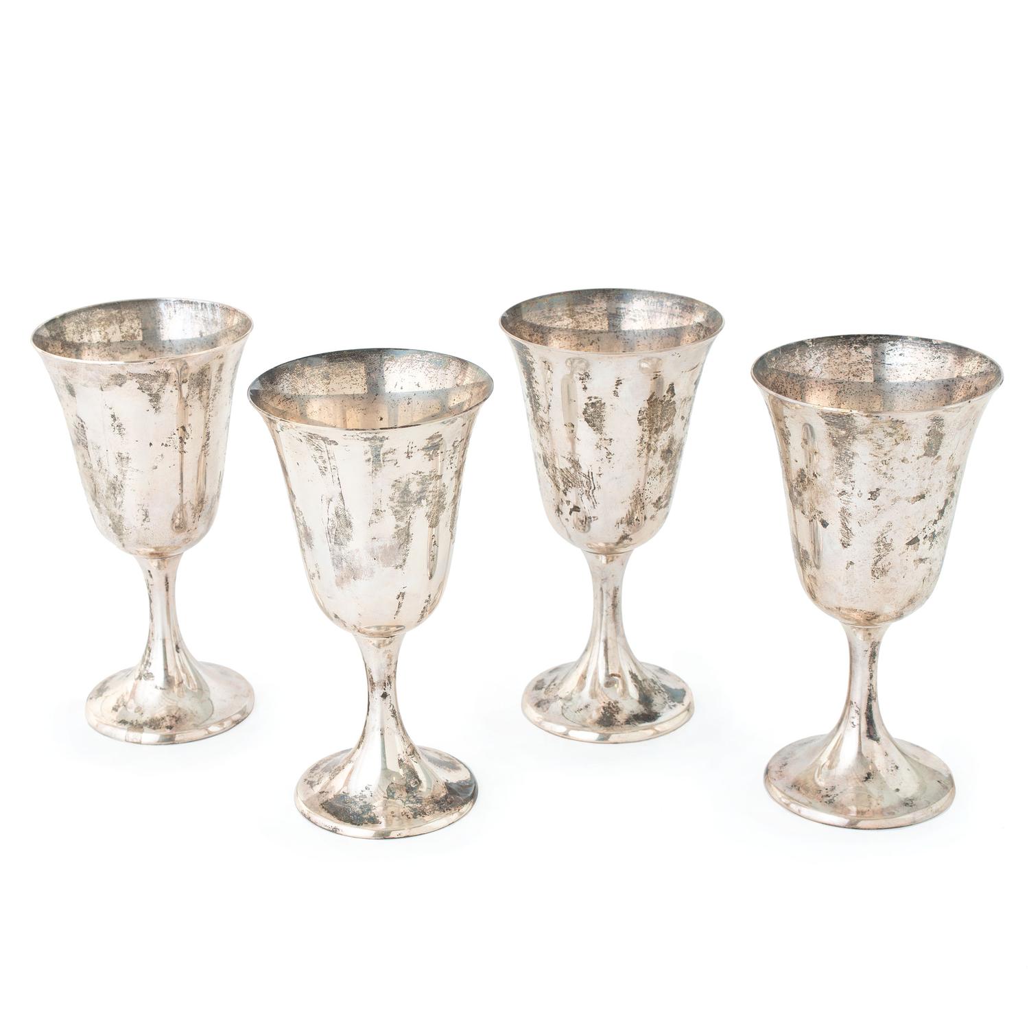 Four Gorham Silver Goblets