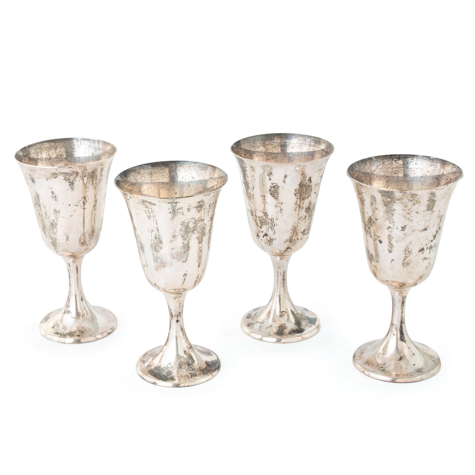 Four Gorham Silver Goblets