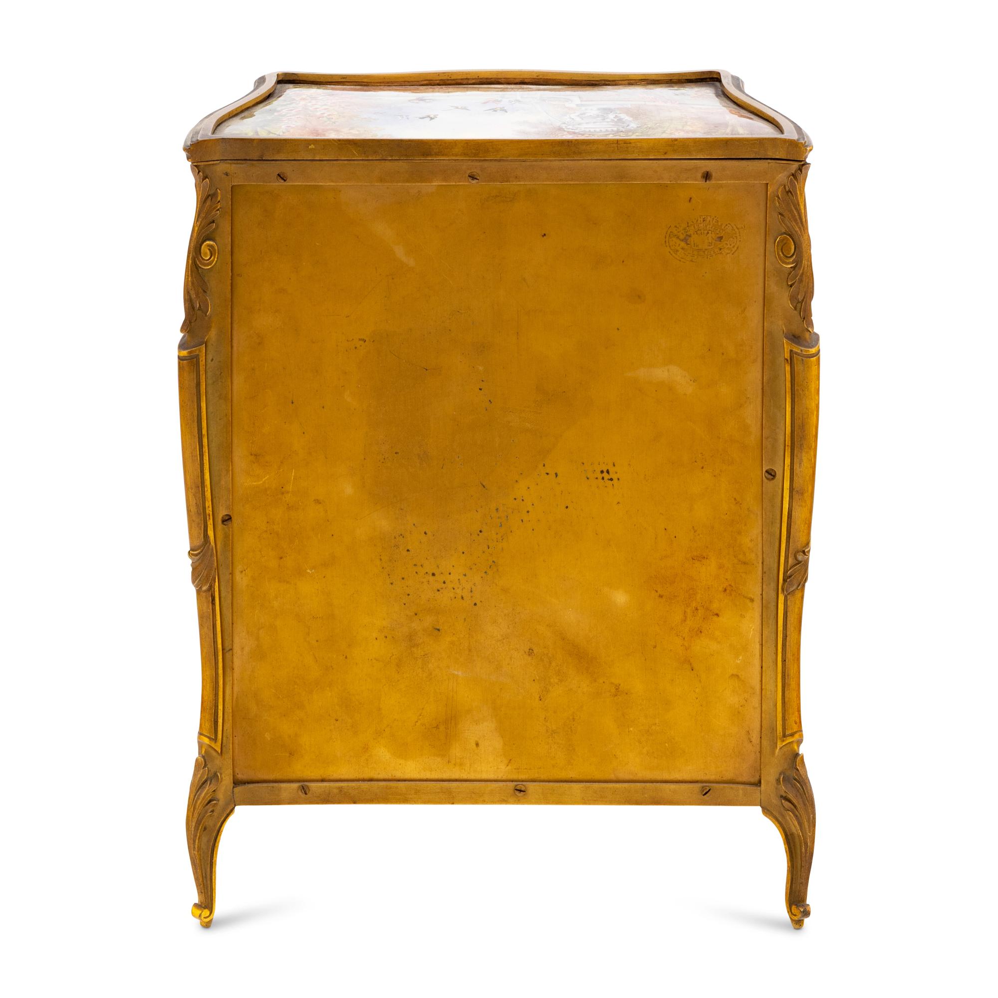 A French Gilt Bronze and Enamel Table Cabinet