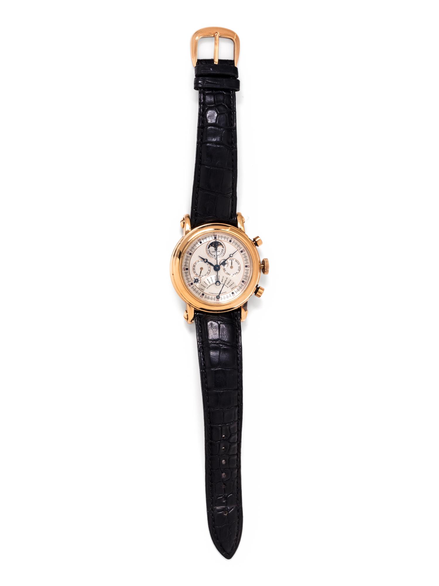FRANCK MULLER, 18K PINK GOLD REF. 7000 QP E LIMITED EDITION PERPETUAL CALENDAR MOONPHASE CHRONOGRAPH WRISTWATCH
