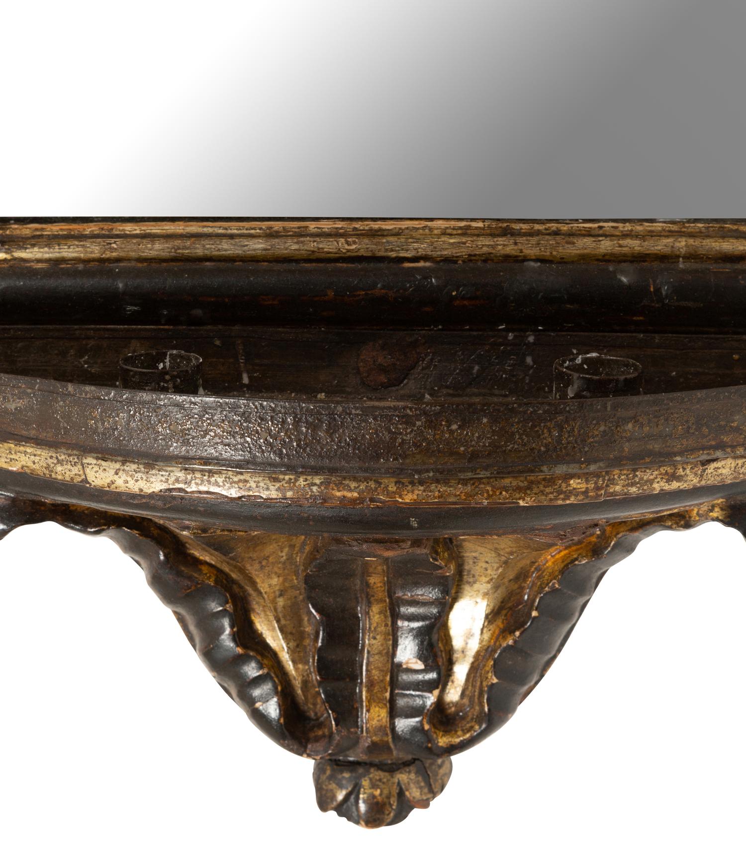 An Italian Baroque Style Painted and Parcel-Gilt Girandole Mirror