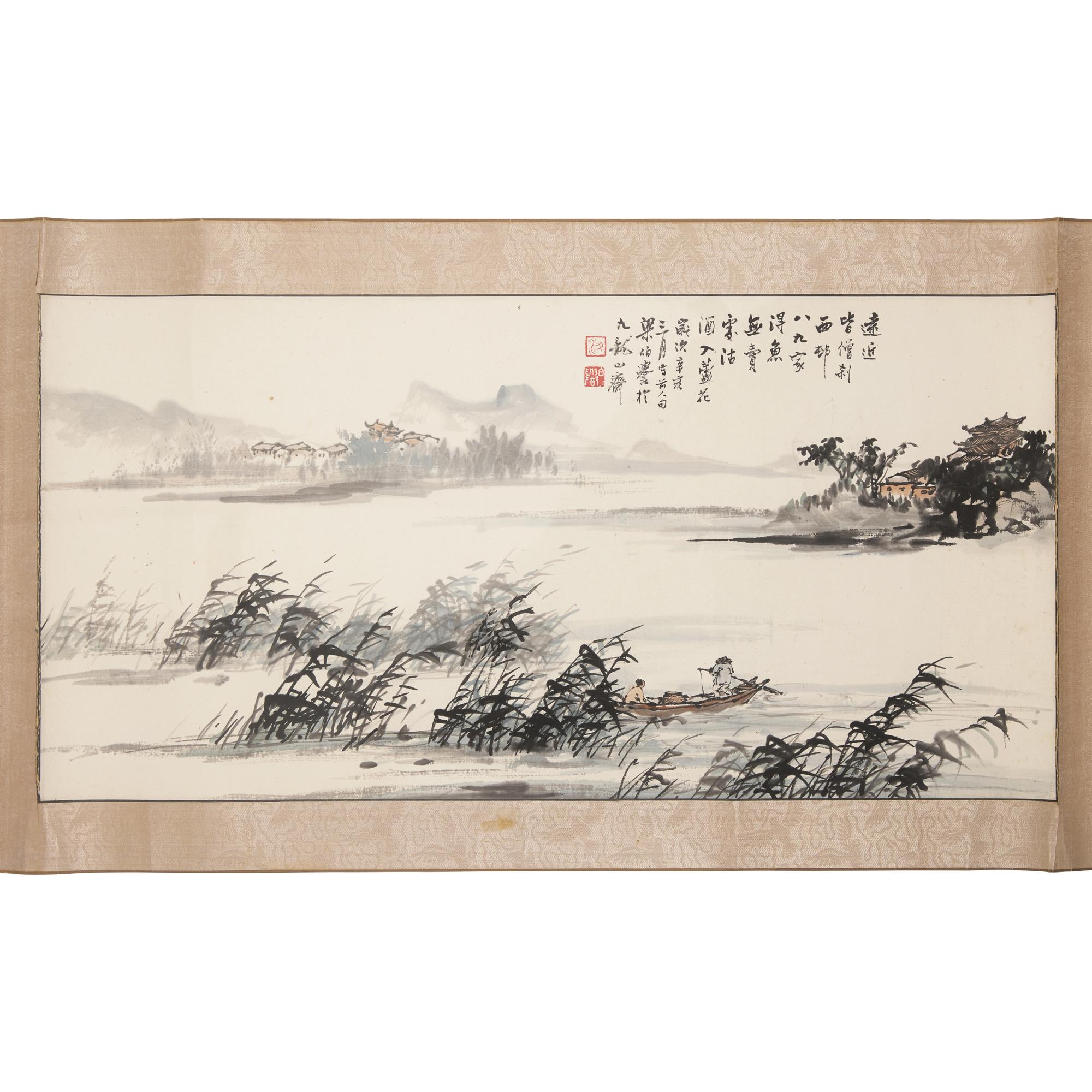 Three Chinese Ink and Color on Paper Paintings — 中國書畫一組三件