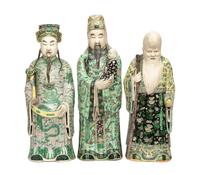 Three Chinese Export Famille Verte Partial Glazed Figures Height of tallest 26 1/4 inches. — 20TH CENTURY