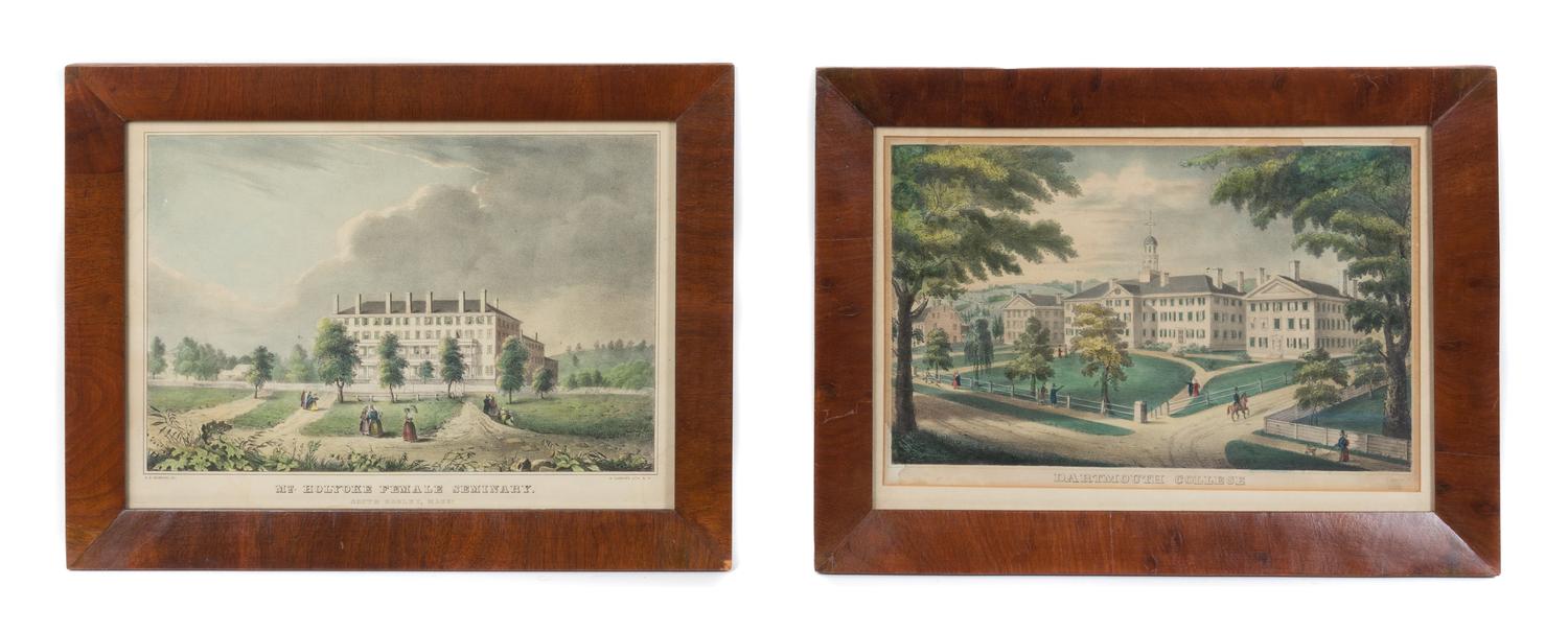 Six Framed American Prints Height of first 8 1/2 x width 12 1/4 inches.