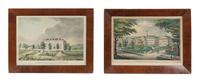 Six Framed American Prints Height of first 8 1/2 x width 12 1/4 inches.