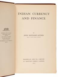 KEYNES, John Maynard, 1st Baron (1883-1946). Indian Currency and Finance . London: Macmillan and Co., 1913.