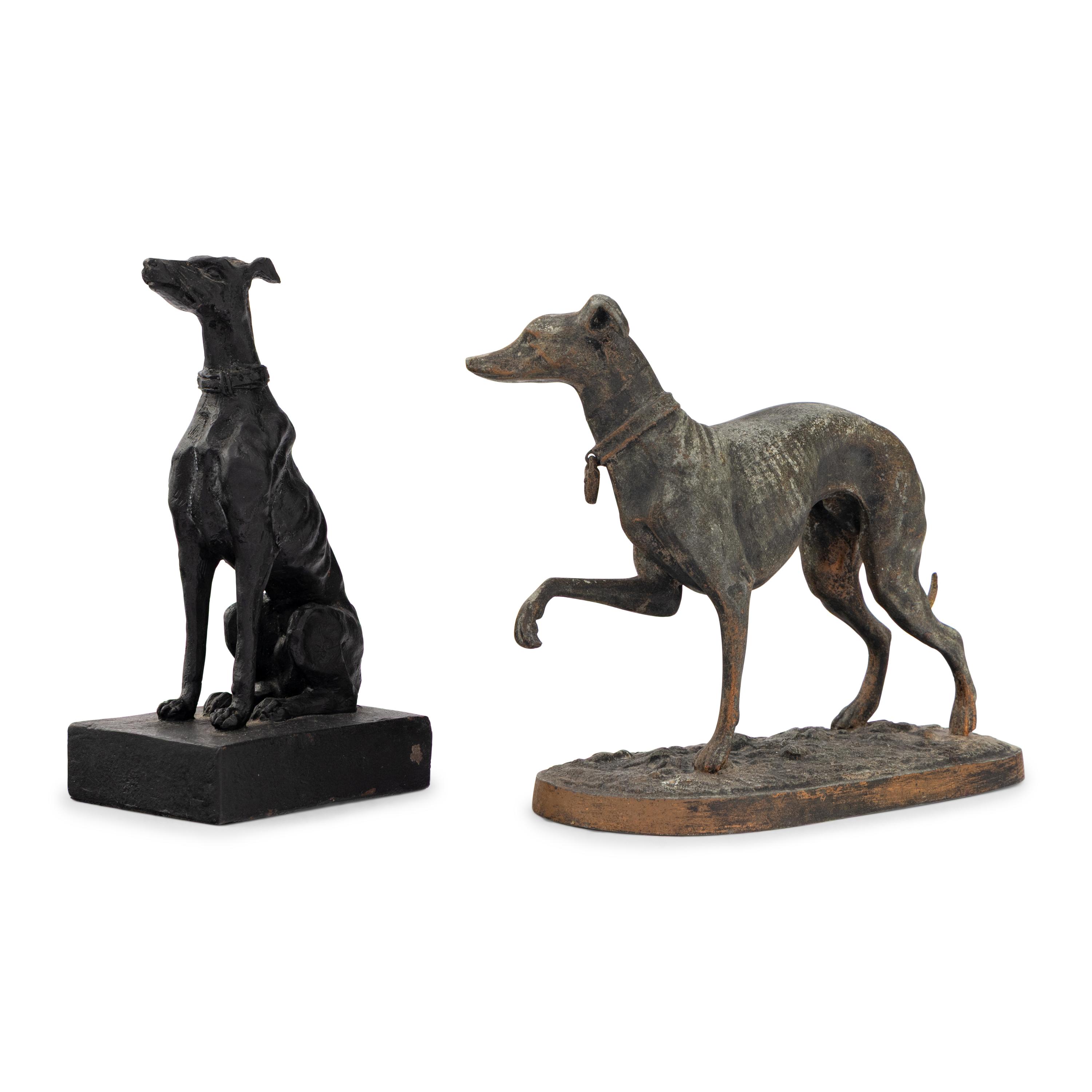Two Patinated Metal Models of Italian Greyhounds