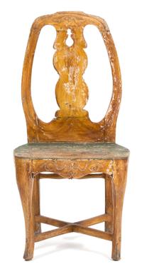 A Venetian Carved and Painted Side Chair Height 39 inches. — 18TH CENTURY