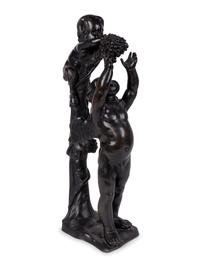 A Continental Patinated Bronze Group of Cupid and an Infant Satyr — CIRCA 1900